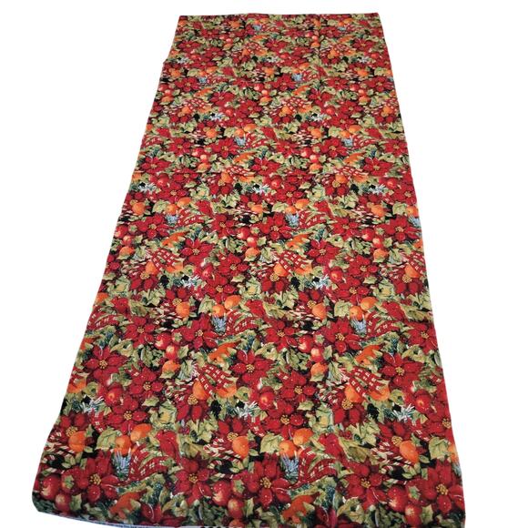 Cotton Fabric Lot 1 Christmas Poinsettia Floral Print 18x42"  Quilting Craft - Picture 3 of 12